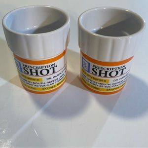2 Novelty shot glasses “prescription bottle” GUC, Big Mouth Toys co.
